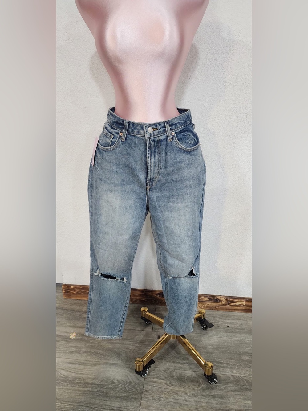 wild fable High-Rise Distressed Jeans - Light Blue
